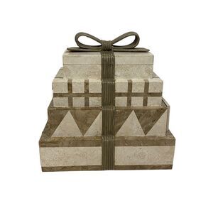 Vintage Renoir Designs Tessellated Travertine Stone Jewelry 4 Tier Box Rare Find